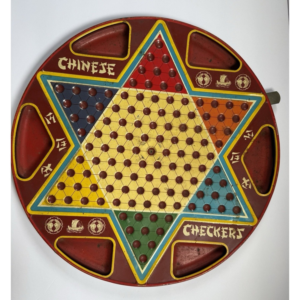 Vintage Ohio Art 2 in 1 Chinese Checkers Metal Board Game 1950s USA Board Only